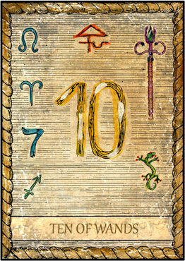 Tarot Card - 10 of Wands